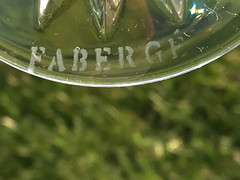 Faberge Cut Glass Bohemian Glass Cordials Set for 4 Very Fine Crystal Deco