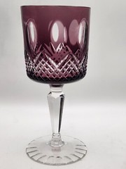 Beyer Kristallglas Purple Amethyst Goblet Cut To Clear Crystal Bavaria Germany