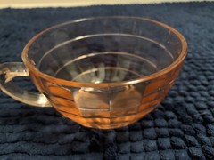 Unique Glass Coffee Cup Orange Carnival Footed Pressed Elegant Scroll Handle