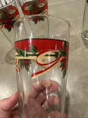 Set of 4 Poinsettia Christmas Drinking Glasses 12oz Heavy Glass KIG