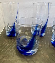 Libbey Blue Ribbon Impressions 8-Piece Glassware Set Tumbler Rocks Glasses NOB