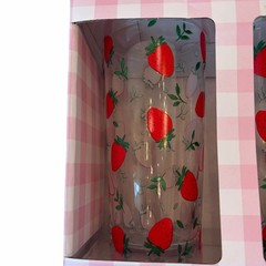 Fig & Fern Strawberry Highball Drinking Glasses Set of 2 Chic Summer Barware New