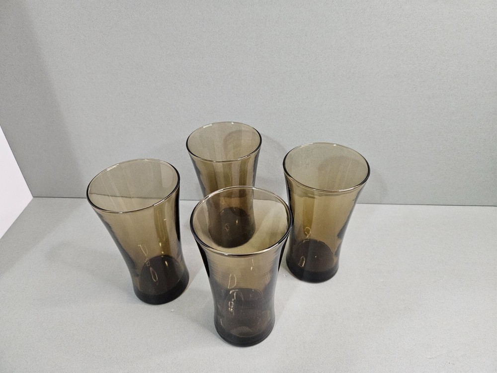 Vintage Smokey Brown Beverage Glasses Set of 4 ( 6.25″ Tall)