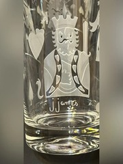 5-VTG & Signed J James – King and Queen Etched Playing Cards Highball Glasses