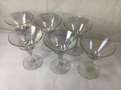 JJ46 Vintage IRIDESCENT ‘»MOTHER OF PEARL TULIP COUPE GLASSES SET OF 6 For Gift