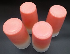 Vintage RARE Pink Flamingo White Ombre Hazel Atlas Platonite Set of 4 Glass Tumb