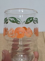 Vintage Federal Glass Orange Citrus Footed Juice Glasses MCM