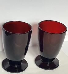 Vintage Ruby Red Glass Tumblers Set (2) 5 Inches