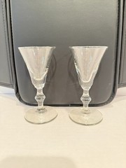 Pair VTG 1950’s Libbey Glass Columbian pattern pressed glass sherry stems