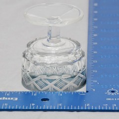(6) Cut-to-Clear Crystal Mini Goblets Shot Glass Multi Color Diamond Fan Etched