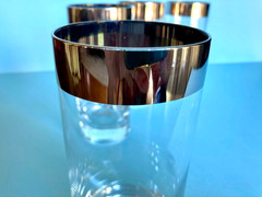 Vintage MCM High Ball Glasses with Wide Silver Tone/Platinum? Rim