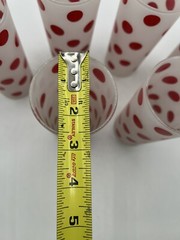 Vintage Set Of 6 Anchor Hocking Iced Tea Red Polka Dot Frosted Glass Tumbler MCM