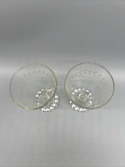 Set of 2 Anchor Hocking Boopie Glass 5.5” Cocktail Glasses Etched Laurel Leaf