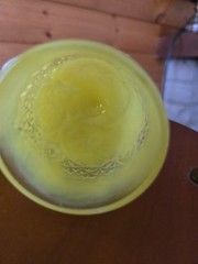 Vintage Degenhart Goblet Buzzsaw/Pinwheel Yellow Opaque possibly Cadmium?