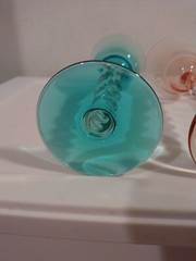 Cordial Drinking Glasses Set Of 3 Long stem Hand Blown Twisted Stem Multicolored