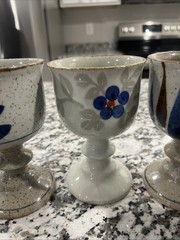 5pc RARE Modernist Art Otagiri Handcrafted Stoneware Wine Goblets Chalices 5.5”
