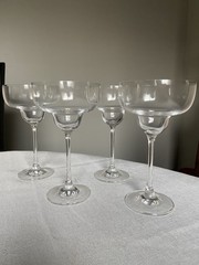 Set of 4 Vintage Crystal Margarita Glasses Wide Bowl Cocktail Hurricane Glass