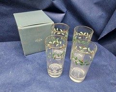 Vintage Lenox Holiday (Dimension) Set/4 16 Ounce Glass Tumblers With Box