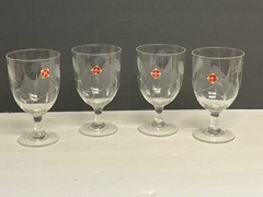 4 Vintage Champagne Coupes Cocktail Barware Wine Goblet Glass Crystal Wheat Etch