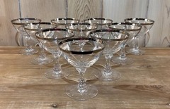 Fostoria Wedding Ring Set of 10 Sherbet Champagne Glasses 4.25″ tall Vintage