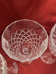 3 – Cristal D’Arques DAUPHINE Wine Glass Paneled Diamond Cut 7-1/4”Tall ELEGANT