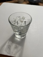 Set of 2 Vintage MCM Retro Martini Drinks Pattern Shot Glasses Barware Libbey