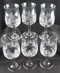6 Arbys White Pines Tree Scene Wine Goblets Glasses Christmas Libbey Winter