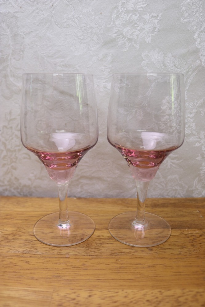 Sasaki Harmony Coral Pink 6 7/8 » Water / Wine Glass Goblets Set of 2