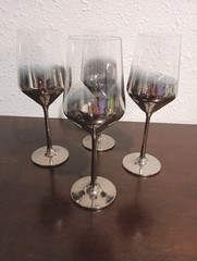 4 Elegant Silver Plated Fading Gradient Modern Wine Glasses