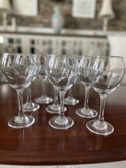 Set Of 8 Clear Stemmed Wine/Water Glasses 8″ Tall