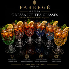 Faberge Odessa Ice Water / Ice Tea Multicolored Glasses Set of 6 7″ tall