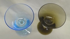 Morgantown Top Hat Blue and Smoke Cocktail Stems Two Tone -1 Flaw