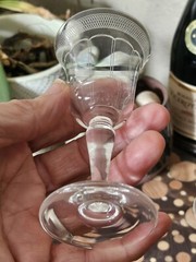 2 Antique Art Deco Style Circa Early Century Hand Cut Etched Glass 4.25″ Sherry