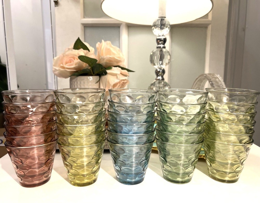 Glass Cup 5 Sets 5 Colors Gift Box 30 Tumblers Daily use Water Juice Soda Tea