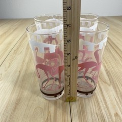 Pink Flamingo Circus Tumbler Hazel Atlas Vintage Glass Tumblers Set of 4