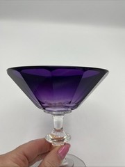 Purple Amethyst Crystal Champagne Sherbet Glass Vintage 5 1/4″ Tall