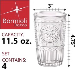 Romantic Water Glass Set of 4 | 10.25 oz Italian Glassware for Beverages