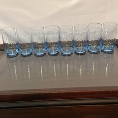 Libbey Misty Blue Vintage Optic Swirl Drinking Juice Glasses Set of (8) 5 “