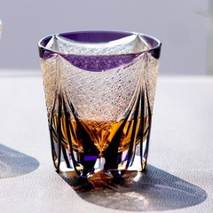 11oz Purple Hand Cut New Crystal Whiskey Glass Tumbler Edo Kiriko Drinkware