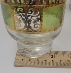 Vintage Culver Prado Footed Rocks Glasses Set Of 4 Green And Gold MCM Barware