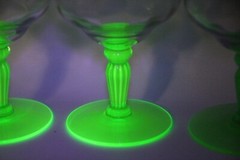 Uranium Glass- 1920’s Libbey Floridian Ice Tea Optic-Set of 4 -5 3/4″ tall