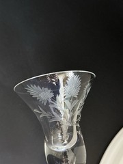 Vintage Rare Elegant Lead Crystal Cordial Glass Stemed With Etching Tiny Chip