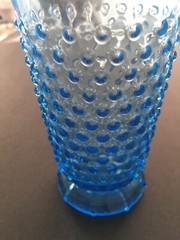 1 Vintage Indiana Glass Tiara Blue Hobnail Footed Tumbler Glass 12 oz each Rare