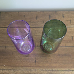 Usiloo Glass Tumbler Set of 2, Purple & Green Decorative, Hand Wash Only
