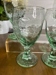 Set of 4 Libbey Chivalry Goblets Water Iced Tea Green Glass 6 1/2″ Textured