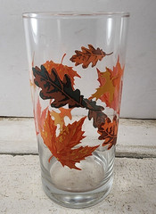 Libbey Crisa Glass Autumn Fall Leaves Design Drinking and Stemware Glass 1 Each