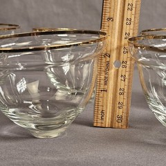 Romanian Gold Crystal Wine Glass Dessert Bowl Arcadia Rumania Set of 8
