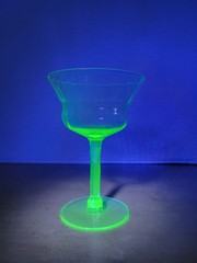Vintage Uranium Glass Coupe Sherbet Glasses Set of 6 UV Reactive Depression Era