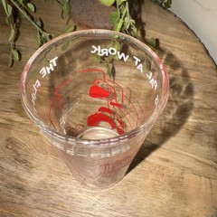 Vintage Flintstones Glass “Fred and His Pals At Work” 1962 Hanna Barbera Red