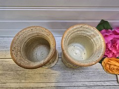Vintage 1970’s Stoneware Goblets Set Of 2 Ceramic Handmade Hand Thrown
